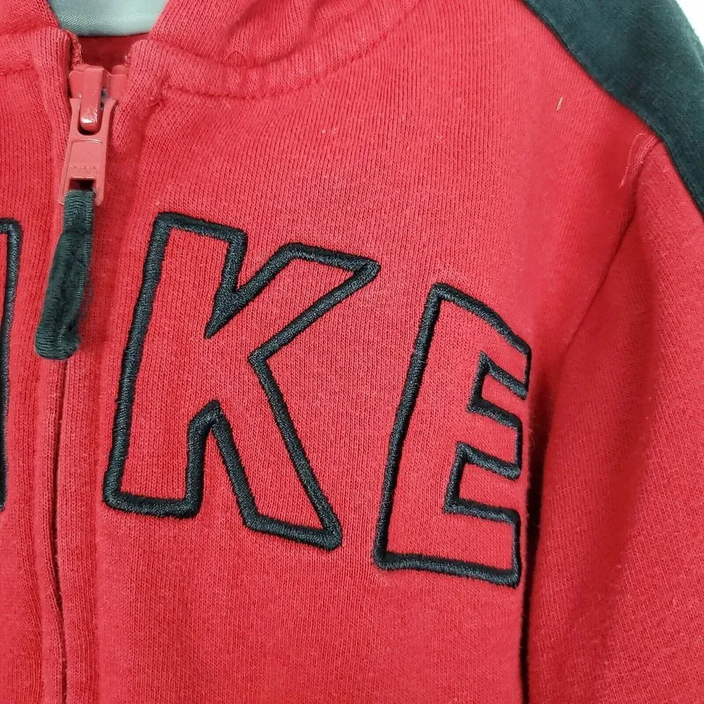 Nike‎ Toddler Boys Full Zip Hoodie Sweatshirt 24M Red Black